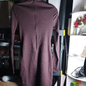 Fashion Nova Long Sleeve Dress in Deep Burgundy